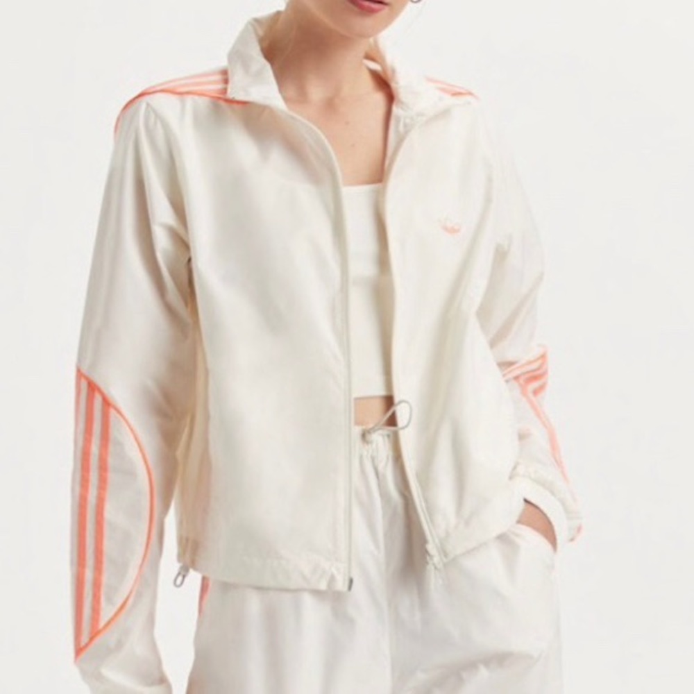 NWT Adidas Pink and White Track Windbreaker Jacket